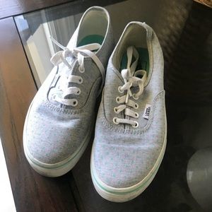 Vans youth 2. Gray with teal polka dots. LikeNew